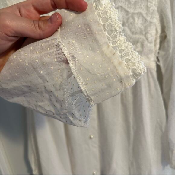 Vintage Mr. Jac Jr. White Polka Dot Lace Button Front Maxi Dress XS - Picture 9 of 16